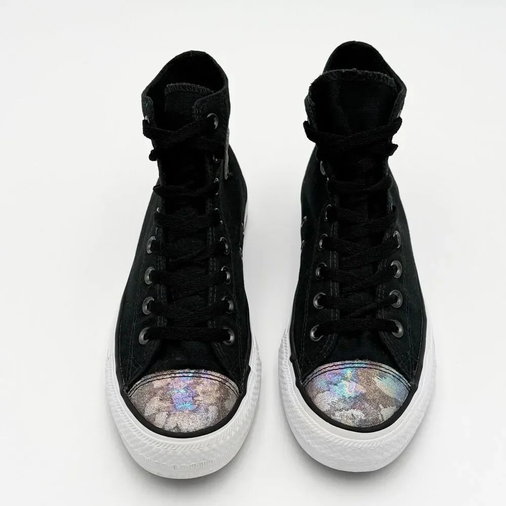 Converse All Star Chuck Taylor High Top Lace Up Black Basketball Shoes with Meta